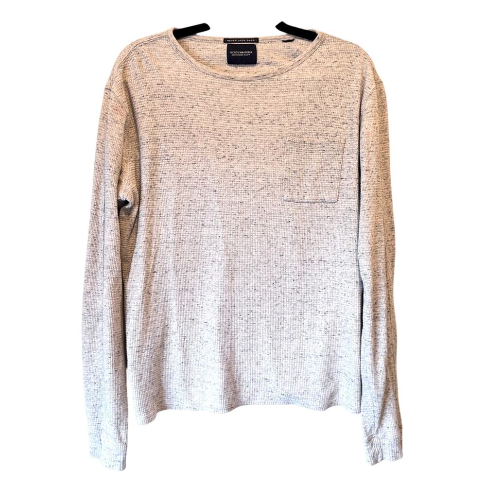Scotch & Soda Grey Thermal Knit Sweater Mens M Long Sleeve Fall Winter Casual